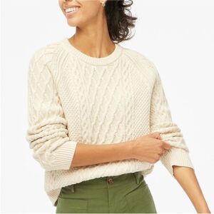 J. Crew Factory Cream Cable Knit Sweater